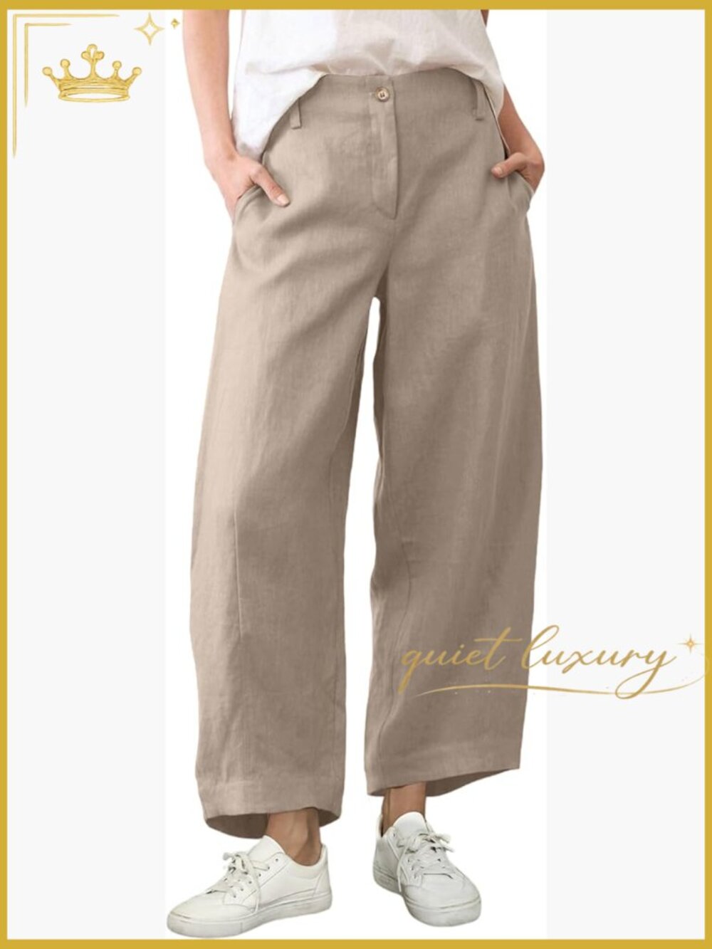 Casual Linen Pants Wide Leg Capri Palazzo Trousers Beach Summer